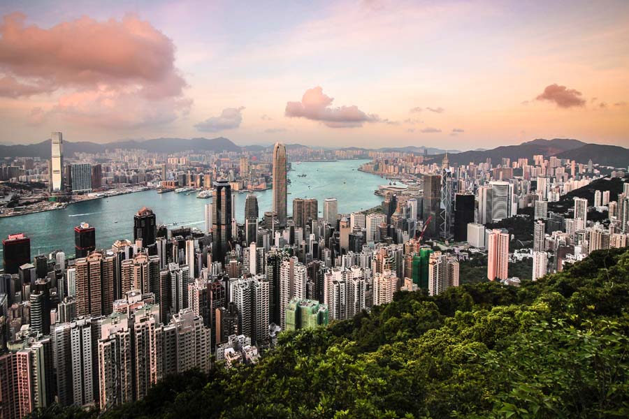 A view of the Hong Kong skyline.